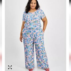 Bar III Printed Wide-Leg Pants